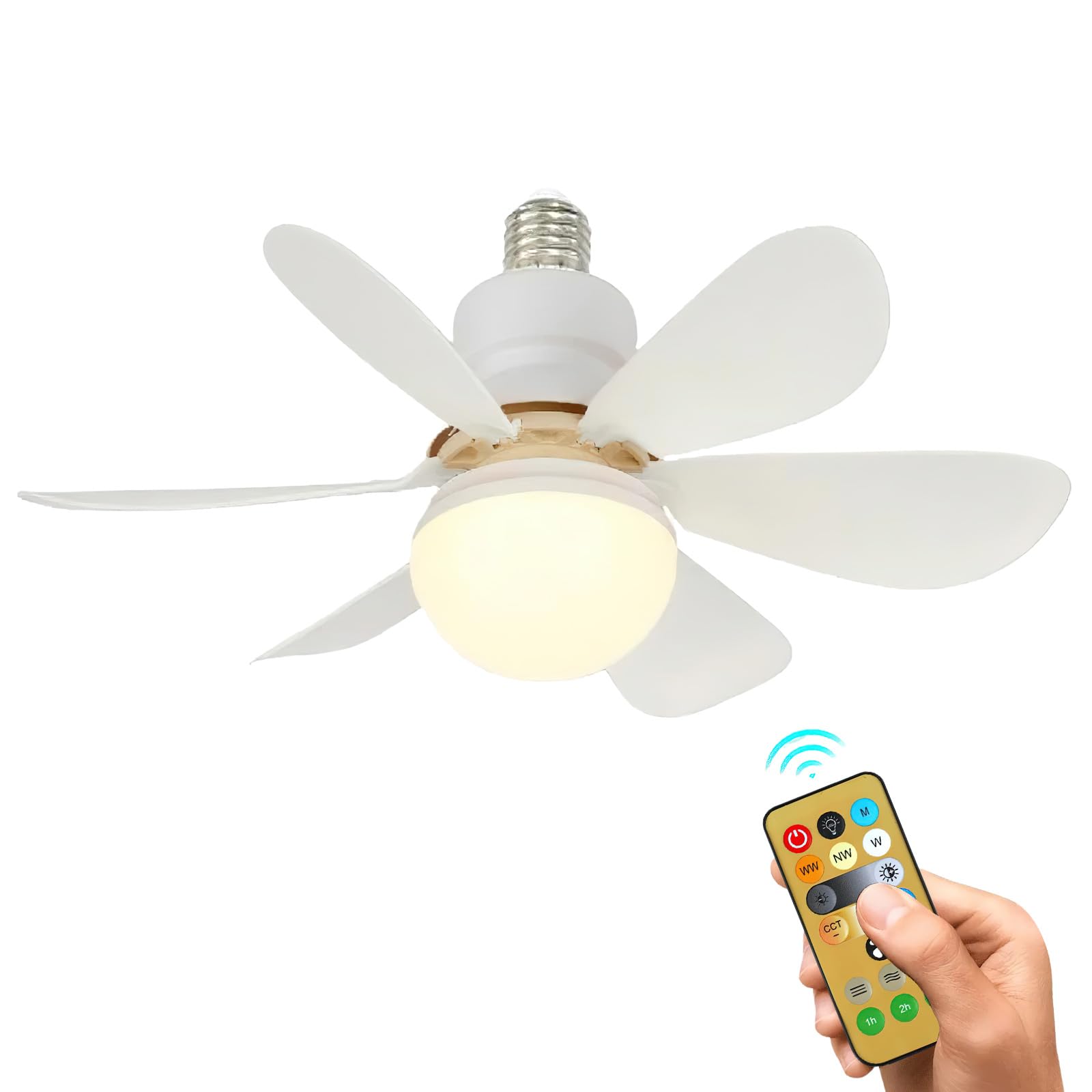 TOHCSYYl Ceiling Fan with Light and Remote Control, Ceiling Fan Light Dimmable 3 Colors, 30W/40W Quiet Ceiling Fan Lamp with 6 Blades 3 Timer, for Bedroom Living Room Kitchen (40W White), MUJJ8643