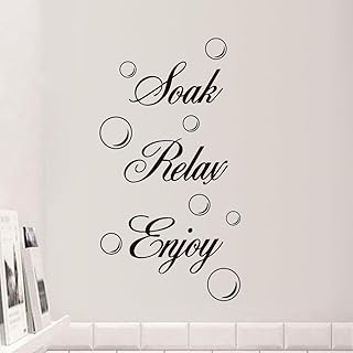 Bathroom Wall Decals Peel and Stick Soak Relax Enjoy Spa Sticker Rules V...