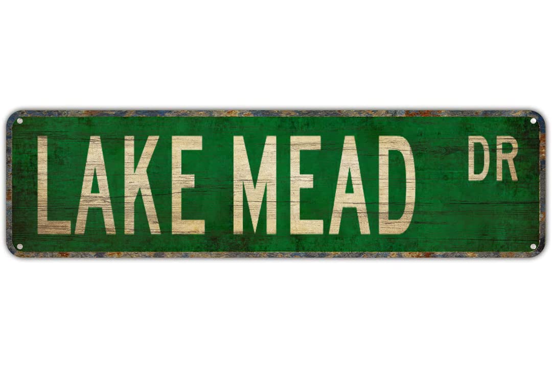 LAKE MEAD DR Vintage Tin Signs Art Plaque Aluminum for Bedroom Kitchen Garden Wall Bar Club Coffee Hanging Home Decor 4x16 Inch