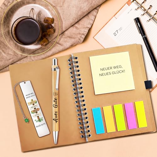 TUZELIYA Abschiedsgeschenk Kollegen, 3 STK Abschiedsgeschenk mit Notizbuch, Stift, Lesezeichen - Abschied Kollege Kollegin - Renteneintritt, Ruhestand Mann Frau, Jobwechsel Geschenk