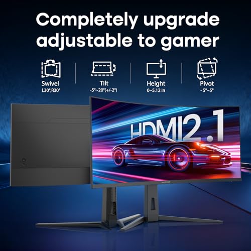 Image of Amzfast 34 Inch UltraWide Curved Monitor 200Hz UWQHD 3440x1440 Gaming Monitor, 1ms G-SYNC Compatible, 1500R, PIP /PBP, 131% sRGB, Tilt /Swivel /Height Adjustable,TUV Rheinland, HDMI 2.1 x 2 & DP 1.4 x 1