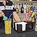Trendy Bartender Bar Caddy Organizer (6 Compartments) Fully Loaded with Bar Supplies Napkins, Cocktail Straws, and Swizzle Sticks Heavy-Duty Refillable Organizer in Stylish Black