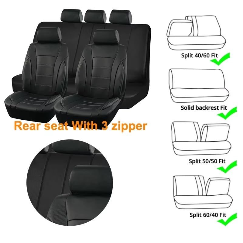 Housse Siege Housses De Siège Voiture Universelles Noires, Accessoires En Fiber Carbone, Coussin Protection Intérieur Couvre Siège Auto(4 pc)