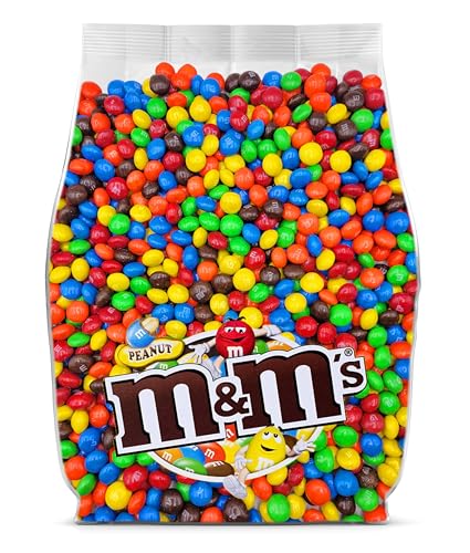 M&M Peanuts Candy - 2lb Bulk Peanut M&Ms Candy - Fun Size Bulk M&M Candy - Peanut Chocolate M&Ms Bulk Candy - Chocolate Candy Bulk Bag - 2 Pounds