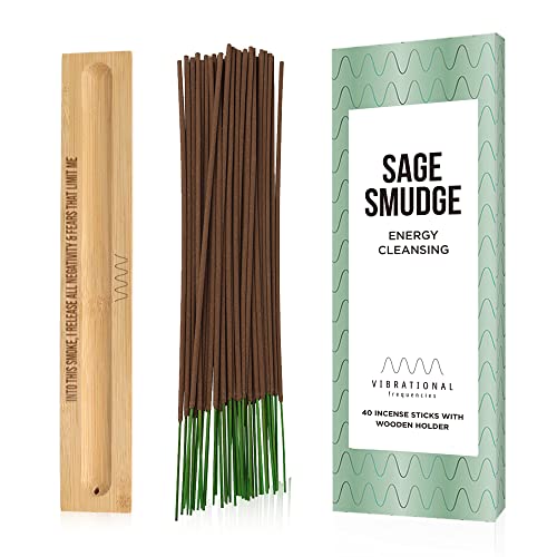 Pure Sage Smudge Incense Sticks With Wood Holder, Ash Catcher Burner For Energy Cleansing, Incenses Alternative To White Sage And Palo Santo Stick Smoke — Incense & Incense Holders (Sage Smudge) #TOP12