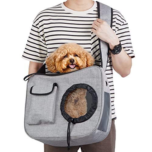 Ownpets Pet Puppy Sling Carrier, Hands Free Dog Carry Sling for 3.5-4.8KG Dogs, Hard Bottom Support, Comfortable, Adjustable Shoulder Strap, Perfect for Travelling and Outdoor Walking Subway,S