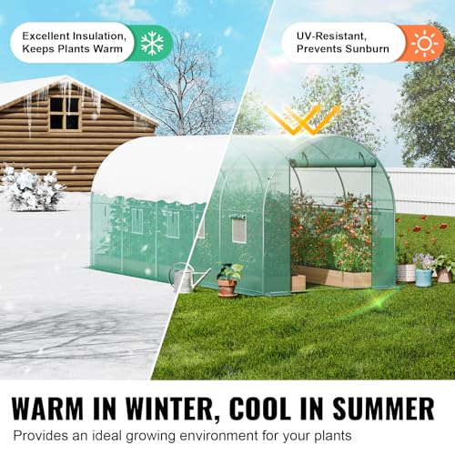 image for VEVOR Walk-in Tunnel Greenhouse, 14.6x6.4x6.3 ft Hoop House Greenhouse