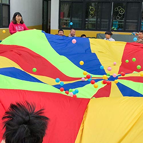 HAPPYMATY Outdoor Rainbow Umbrella Parachute Kids' Gymnastics Gear Kindergarten Sports Development Toys 5M/16FT