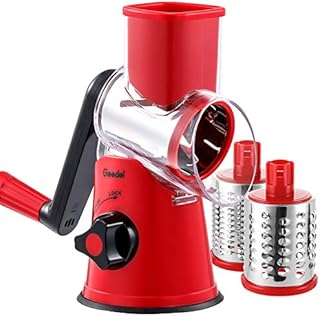 Rotary Cheese Grater, Mandoline Vegetable Slicer with 3 Detachable Drum Blades, Rotary Grater for Kitchen Dishwasher Safe, Effiently Cheese Grinder for Vegetables, Nuts, etc