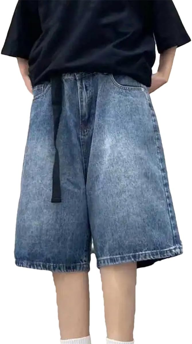 High Street Retro Blue Jeans Shorts Women Summer Baggy Wide Leg Denim Half Pants Fashion Streetwear