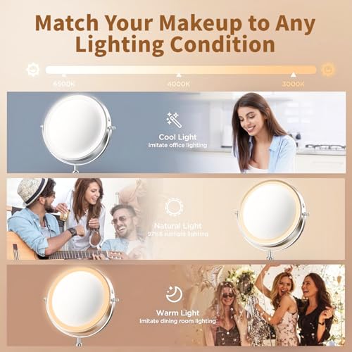 Espejo de Maquillaje 8.5" con Luz y Batería Recargable miniatura 3