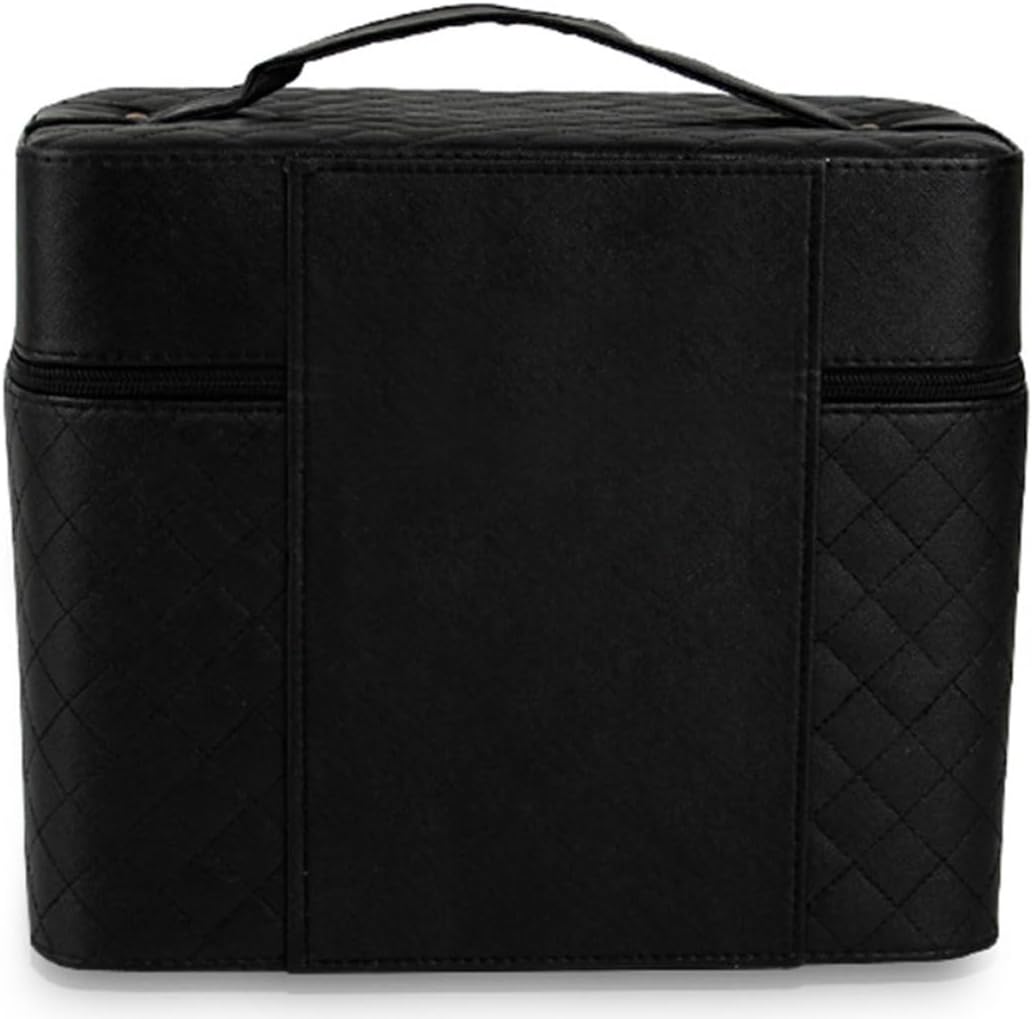 Black PU 2 Layer Cosmetic Train Box with Compartments