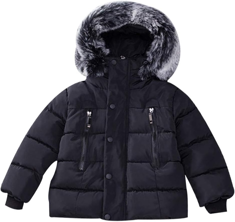 Baby Girl Boy Winter Coats, Thicken Fur Collar Hoodie Down Jacket Windproof Snowsuit Clothing