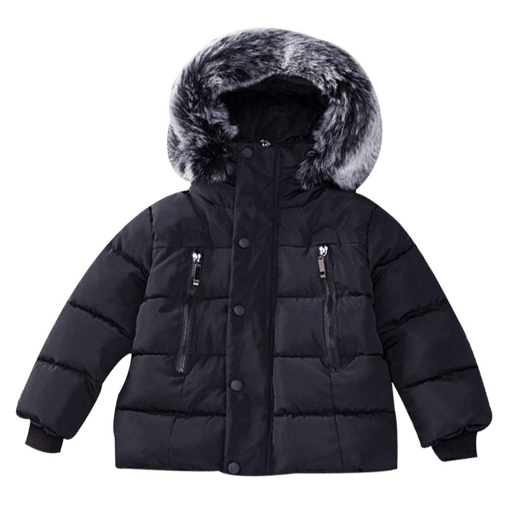 Baby Girl Boy Winter Coats, Thicken Fur Collar Hoodie Down Jacket Windproof Snowsuit Clothing