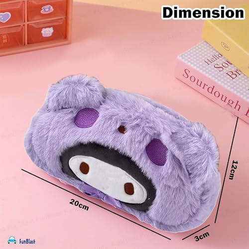 Image of FunBlast Fur Pencil Pouch for Girls - Cute Cartoon Animal Pouch, Multi-Purpose Zipper Case for School Kids, Cosmetic Pouch for Girls, Coin & Travel Pouches for School /Office (Purple)