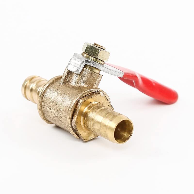 Conector de toque de manguera, Válvula en línea de espiga for manguera de 2 uds, accesorios de válvula de bola de corte de tuberías de agua, aceite, gas y combustible de latón de 6mm-12mm(Tu