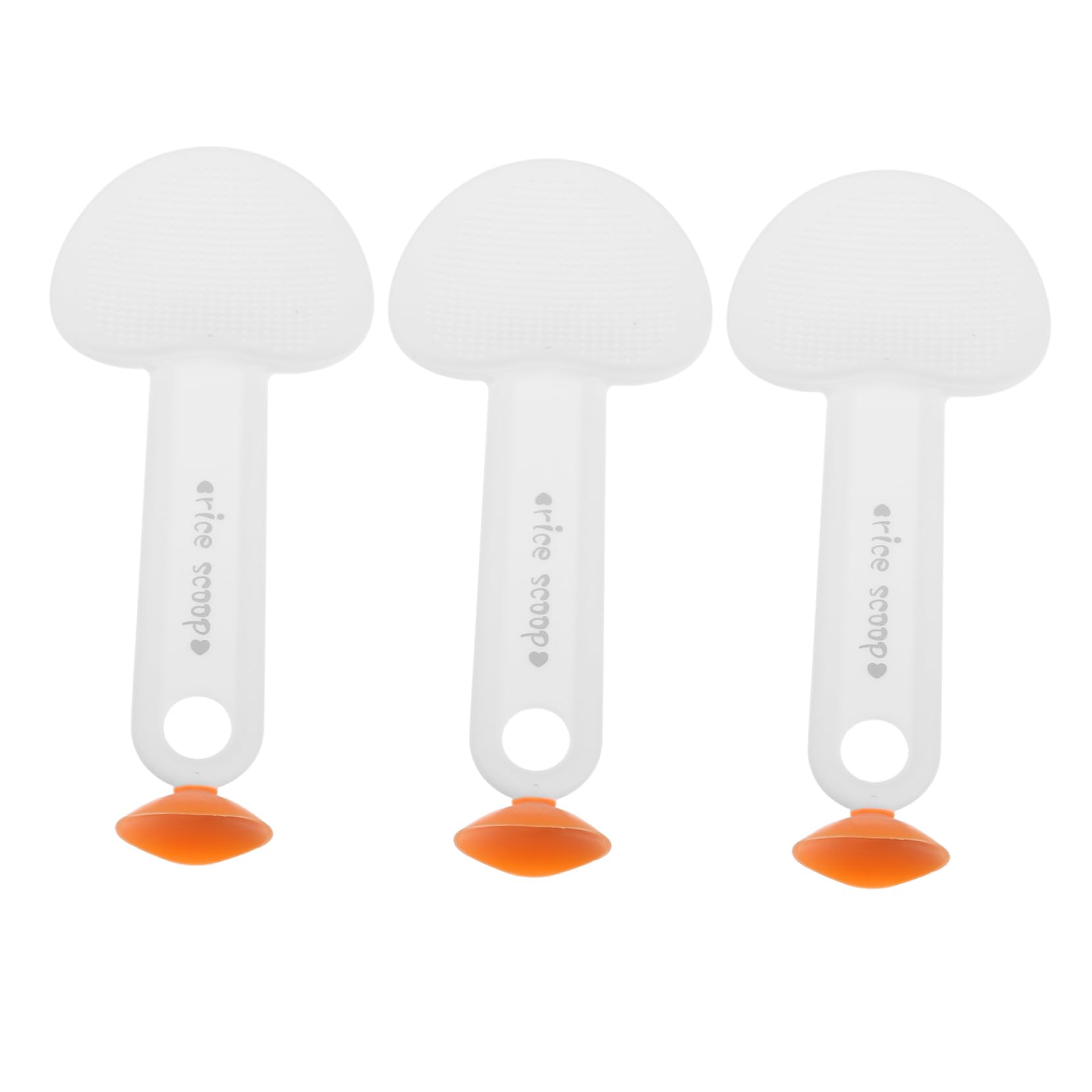 Unomor 3pcs Heart Shaped Rice Paddle Spoon Non Stick Suction Cup Rice Scooper for Serving Easy to Clean Compact Kitchen Utensil for Home Restaurant Use