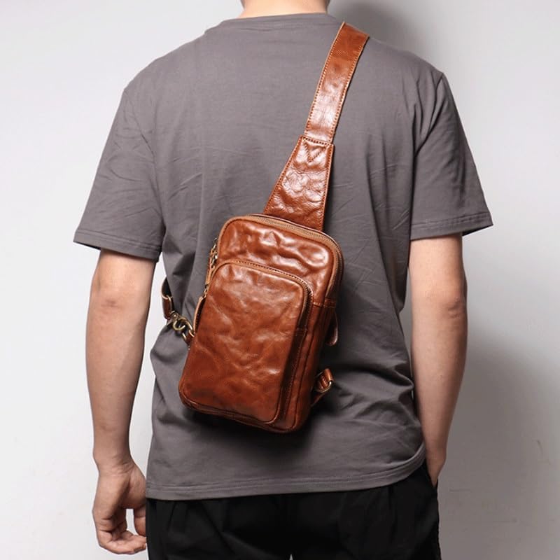 Retro Men's Genuine Leather Messenger Bag Large Capacity Single Shoulder Crossbody