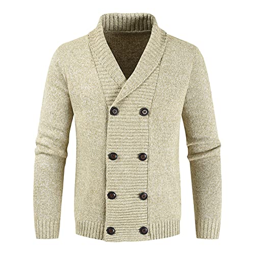 Pull tricoté à col chale pour hommes style décontracté chic d'automne