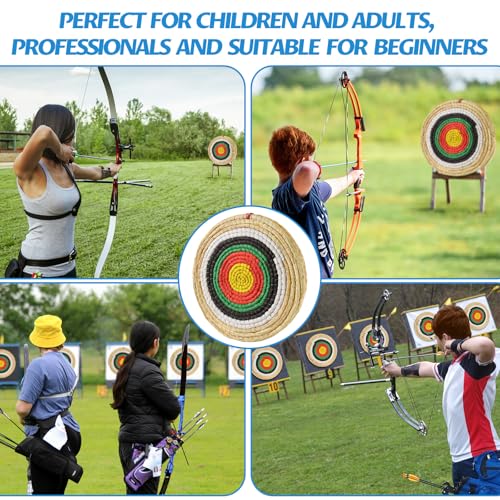 Zielscheibe Bogenschießen -50 x 50 x 6 cm - 3-lagig Handgefertigtes Strohbogenziel für Recurvebogen Compoundbogen