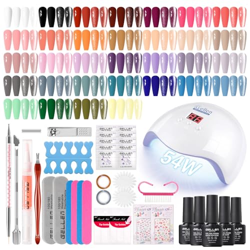 GELLEN Gel Nail Polish Kit with U V Light 71pcs Gel Nail Kit 32 Colors All Seasons Base & Top Coats (Glossy/Matte/Glitter/Cat Eye) Professional Home Salon Manicure Kit for Women & Beginners