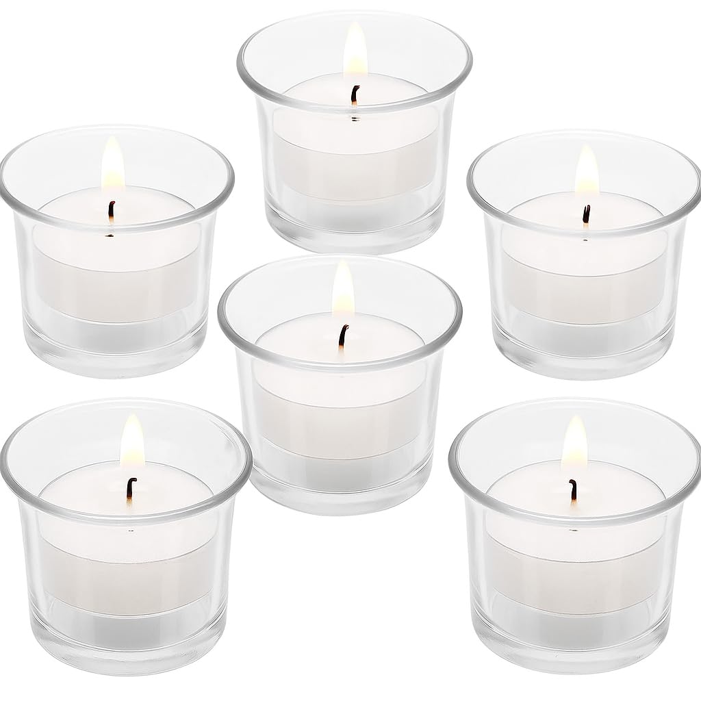 Glass Tea Light Holders Candle Votive Jars, diameter 6.5 cm, tealight holder, tealight holder, Northern Lights – Kontor Stick Exclusive, clear
