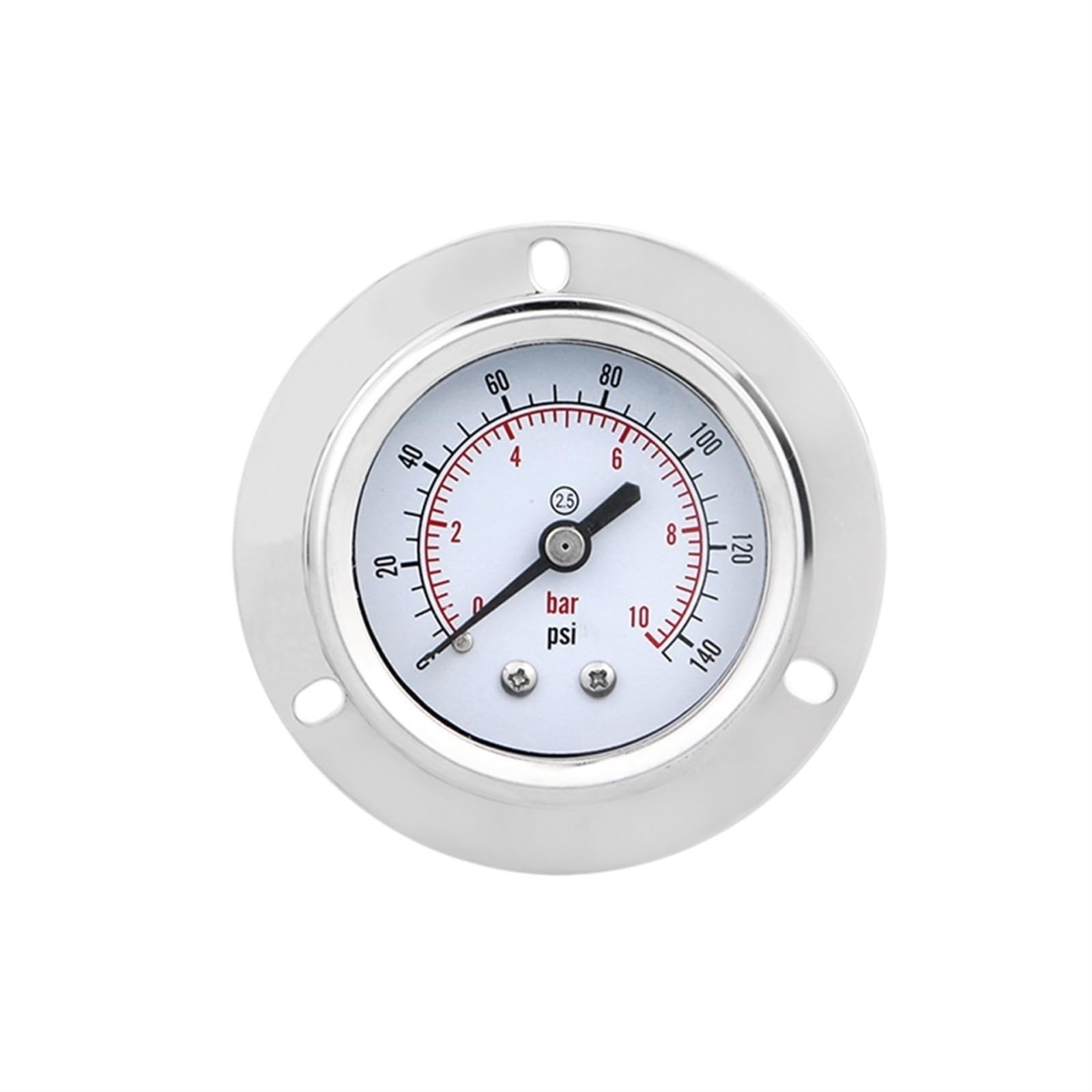 Manómetro Digital de presión de Agua y Gas de 50 mm, conexión Trasera con Brida, Caja de Acero Inoxidable y Junta de latón (M14-1,5 con Aceite, 0-6 Bar).