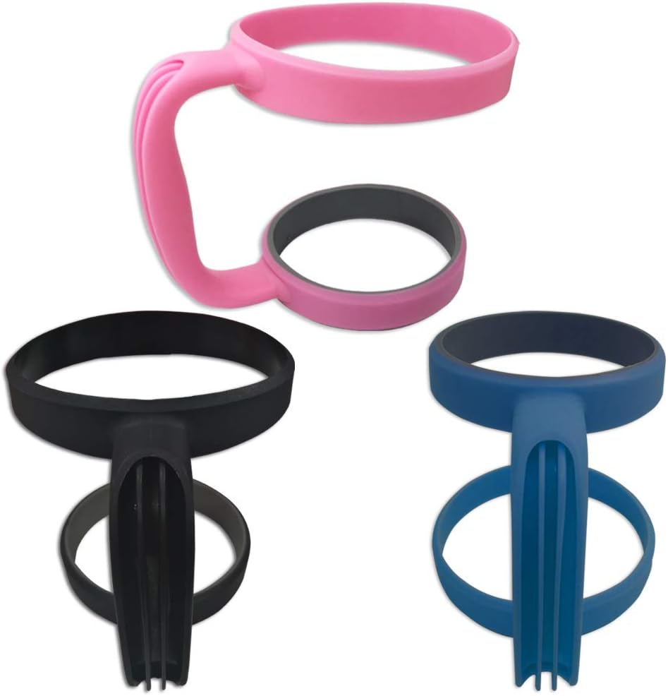 3 Pack 30oz Tumbler Handles, DanziX Mug Handle or Cup Holder Replacement- Black, Pink,Blue