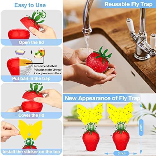 Fruit Fly Traps For Indoors,Effective Fruit Fly Traps With Yellow Sticky Pads,Ready-To-Use Indoor Fruit Fly Killer Gnats Trap Reusable Fly Catcher For Plant/House/Kitchen/Dining Areas (2 Pack) #TOP5