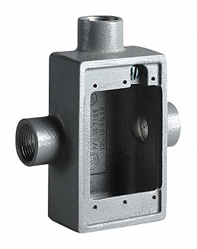 Hubbell KILLARK Device Box, 1-Gang, 3-Inlet, Malleable Iron