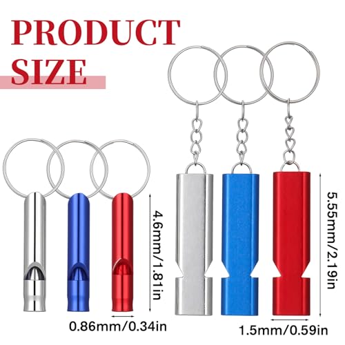 6 Pcs Emergency Whistle Loud Whistle with Key Chain Portable Outdoors Double Tubes Aluminum Whistles for Adults Hiking Camping Sports Fishing Hunting Boating Accessories – Bild 3