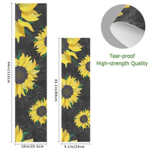 Hussrity Yellow Sunflower Longboard Grip Tape 44" X 10" Bubble Free Skateboard Grip Tape Sheet Scooter Grip Tape Easy Apply Grip Tape For Skateboards #TOP2