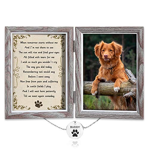 PKaL Pet Memorial Picture Frame - Dog Picture Frame for Loss of Dog Gifts - Dog Memorial Frame, Cat Picture Frame Tribute Keepsake, Dog Remembrance Picture Frame, Pet Memorial Gifts with Sympathy Poem