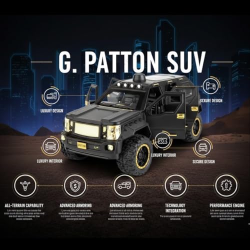 Image of G-Patton 1:24 Scale Diecast Metal Pull Back Action Toy Car - Collectible Model Vehicle for Kids, Realistic Design (Multicolor) (Pack of 1)