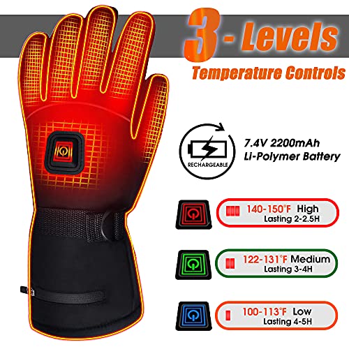 SVPRO Heated Gloves,Electric Battery Heated Gloves Waterproof Winter Hunting Gloves Heated Touchscreen Gloves for Men Women,Rechargeable Camping Hand Warmers Windproof Glove for Skiing Motorcycle (XL)