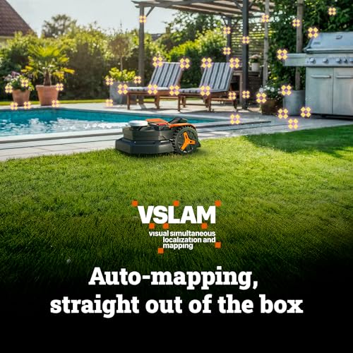 Image of WORX Robot Lawn Mower for 1 /4 Acre, No Perimeter Wire, WR310 | Landroid Vision Cloud with AI Obstacle Avoidance, RTK Cloud Navigation, Auto Mapping, App Control, 30% Slope