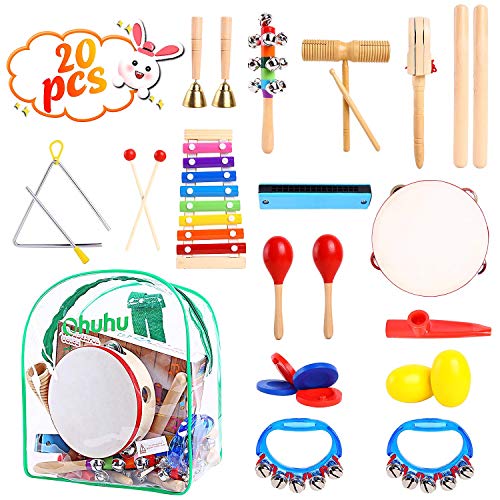 Preisvergleich Produktbild Ohuhu Musikinstrumente Kinder, 20 Stück Musikalische Instrucments, Kleinkind-Musik-Spielwaren, Xylophon, Trommel Rhythmus-Percussions-Set für Baby-Kind-Kind-Jungen-Mädchen