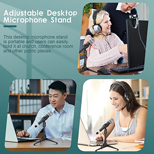 Konohan 3 Pack Desktop Mic Stand Portable Foldable Tripod With Mic Clip Holder Adjustable Height Table Microphone Stand Desk 5/8 Inch Male To 3/8 Inch For Dynamic Recording Podcast thumb #6