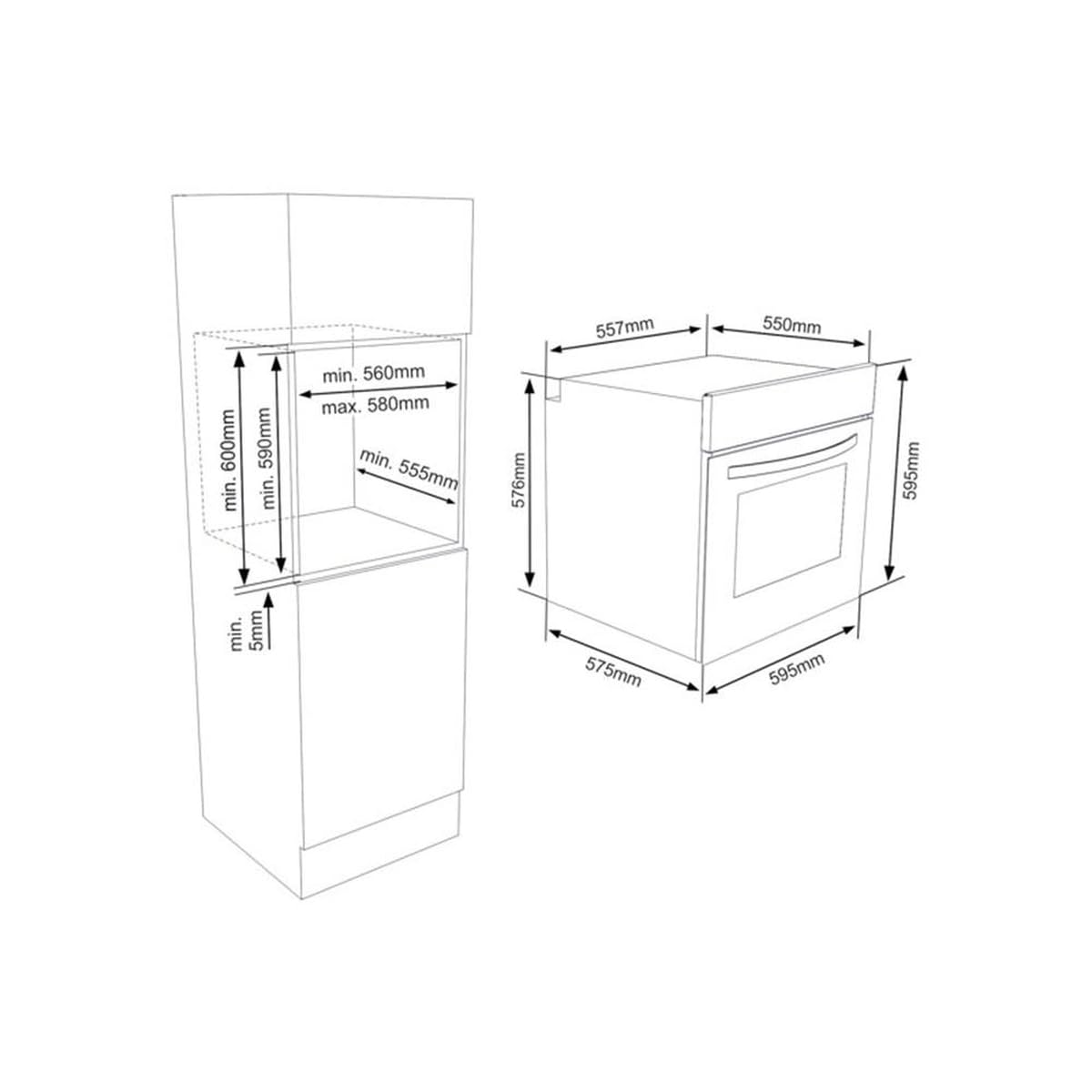 Daewoo Einbau-Backofen, Heißluft, 9 Funktionen, Pizza-Funktion, AntiFingerPrint Oberfläche, LED Display, 60cm Backofen, 69 l Volumen,