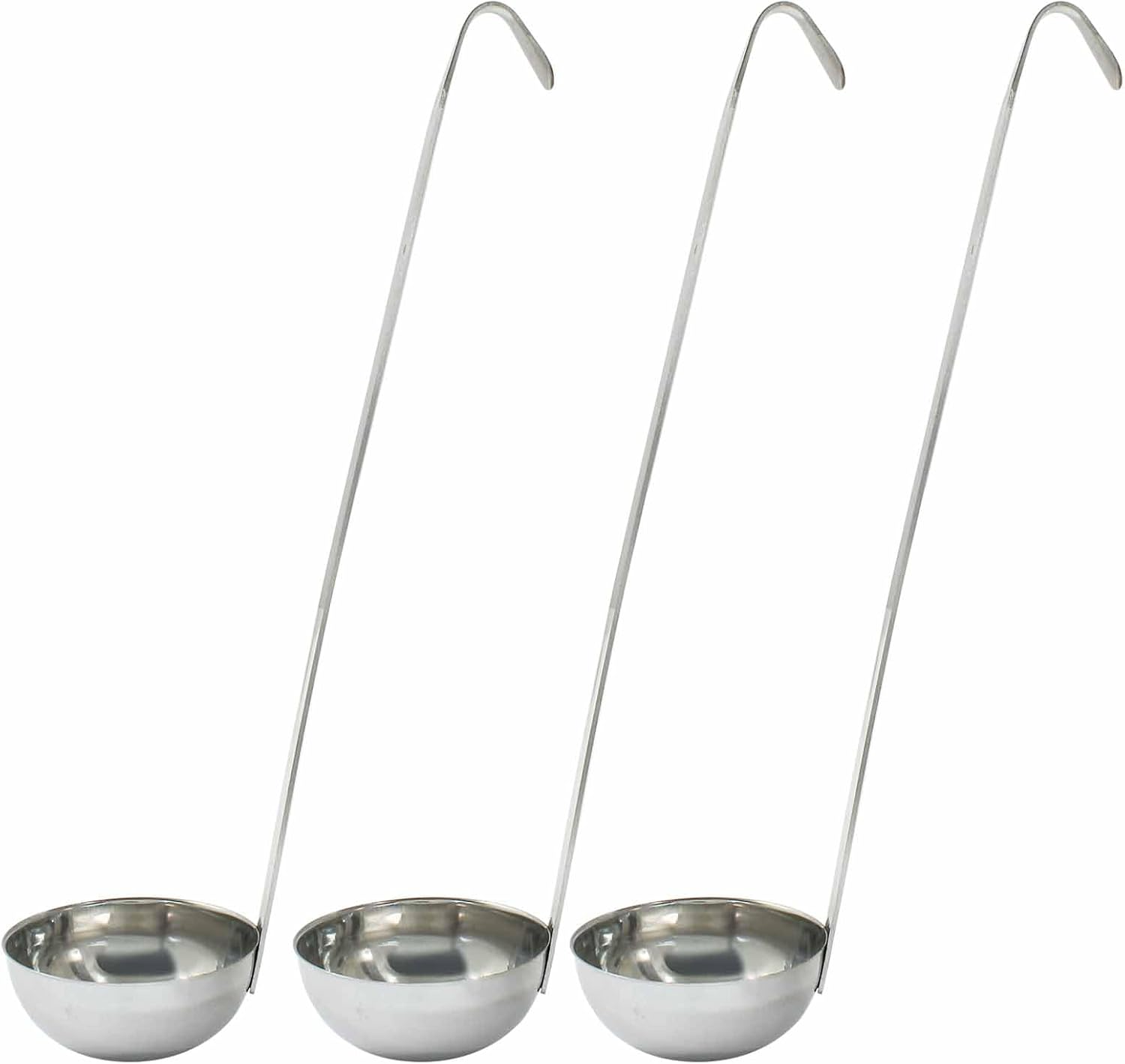 Zorfeter 3 Pcs 2 Oz Soup Ladle Set, Stainless Steel Ladles with Long Handles for Serving, Cooking, Stirring, Portioning Kitchen Restaurant Accessories