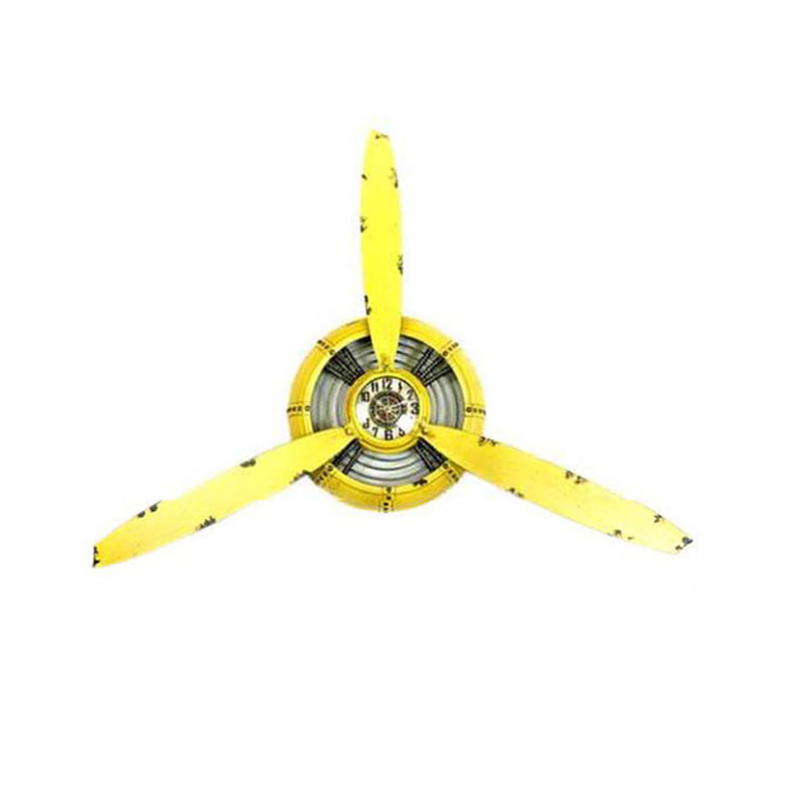 Hsioluted Easy Install Neat Vintage Aircraft Propeller Wall Clock Iron Sculpture Deck Historic Inch Quiet Deck Industrial Present Traditional Clock