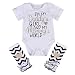 3 Styles Newborn Baby Girl I'm Daddy Girl Letter Print Bodysuit+Leg Warmer Outfits Set, White+black, 80  (0-3M)