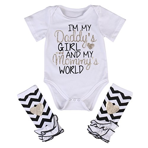 3 Styles Newborn Baby Girl I'm Daddy Girl Letter Print Bodysuit+Leg Warmer Outfits Set