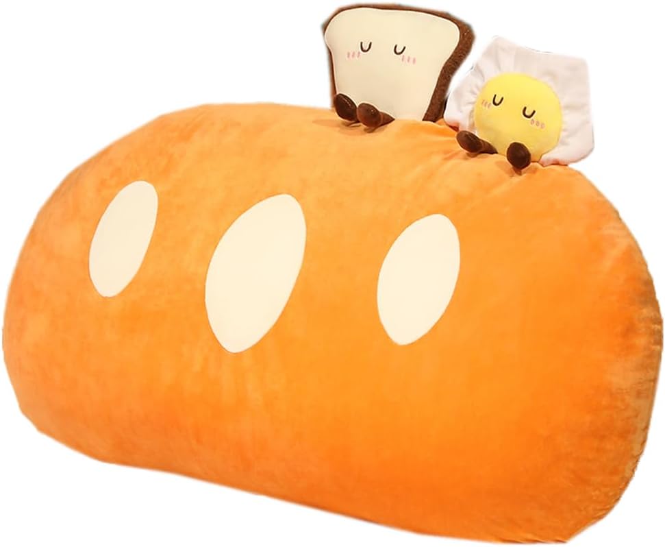 Simulation Bread Plush Pillow Sofa Waist Cushion Lumbar Suport Pillow Bed Rest Reading Pillow Washable Hugging Pillow (Plush, 60×40cm/23.6"×15.7")