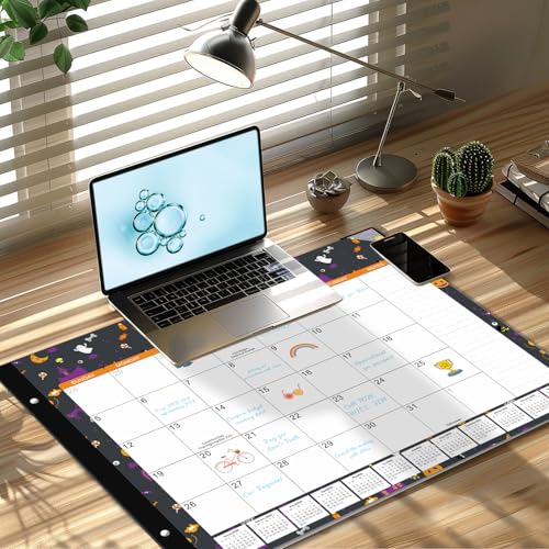 Image of Desk Calendar 2025-2026, KOPEESY 22 inch x 17 inch Large Desk Top Calendar with Plastic Cover, 18 Months From January 2025 to June 2026