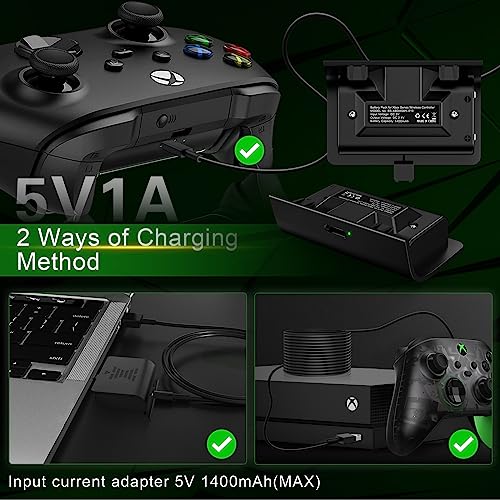 Kekucull Controller Battery Pack Compatible With Xbox Series S/X, 1400 Mah Rechargeable Battery Pack Fast Charging For Xbox Charging Accessories Kit With 8.2Ft Charge Cable #TOP3