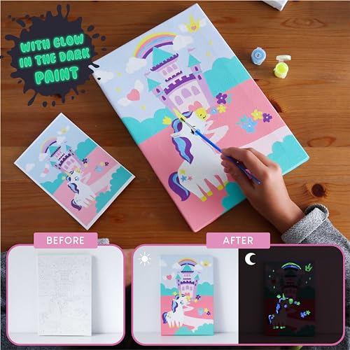 BONNYCO Unicorn Paint by Numbers Kit for Kids – 3 Framed Canvases for Girls' Arts and Crafts