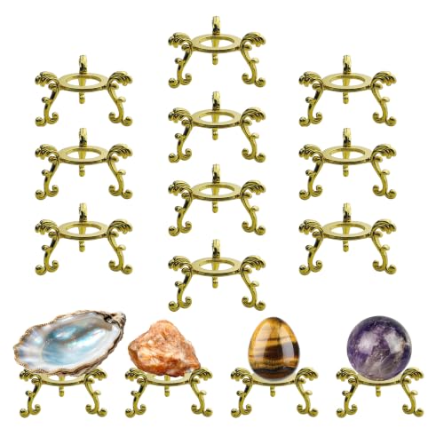 OmyLens 10Pcs Gold Crystal Ball Stand for Displaying Crystal Glass and Natural Rocks Sphere Display Holder for 40mm-80mm Sphere or Stone
