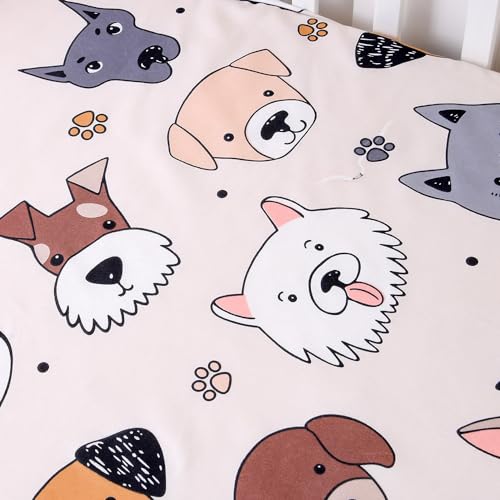 Image of Soft Doggy Cute Puppy Doggies Printed Fabric Crib Sheet for Boys Girls,2 Pack Crib Mattress Sheets or Toddler Bed Sheet, Baby Bassinet Sheets Fitted Crib Sheet (Cream)