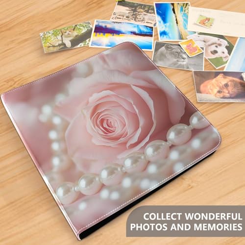 Álbum de fotos adhesivo DIY Scrapbook con impresión de rosas y perlas, 3 anillos, 40 páginas, 8x10 para recuerdos miniatura 5